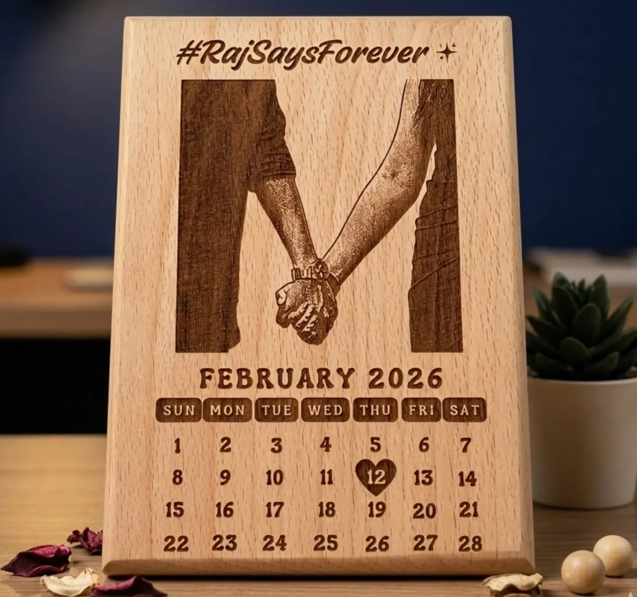 Laser Engraved Wooden Photo Plaque – Custom Memory Gift